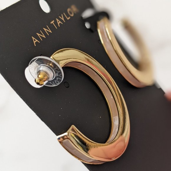 Ann Taylor Tortoiseshell Print Hoop Earrings - Picture 5 of 8